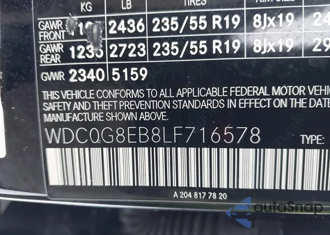 2020 Mercedes-Benz Glc 300 4Matic from USA, damaged, VIN WDC0G8EB8LF716578